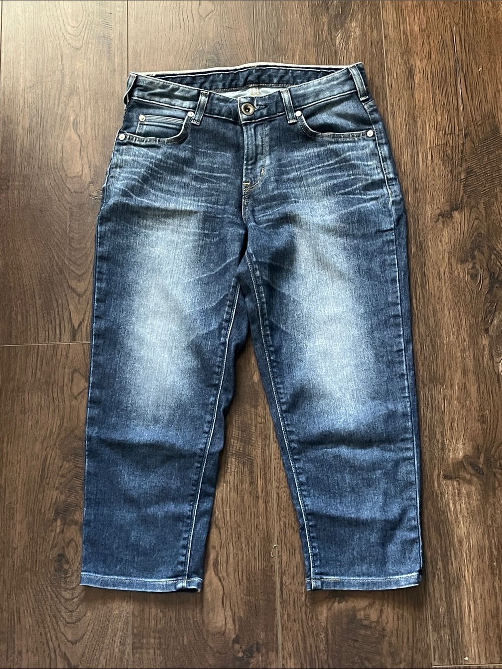 Edwin Mid-Blue Washed Cropped Ankle Jeans
